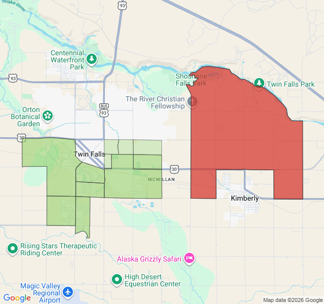 Map of septic coverage in Twin Falls, ID