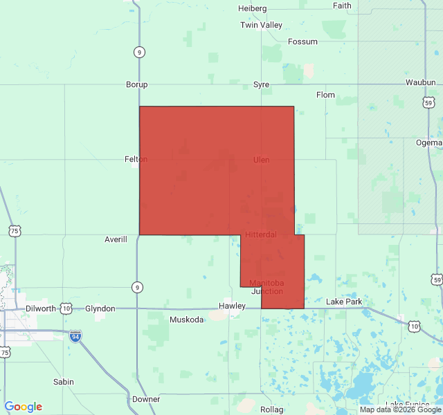 Map of septic coverage in Ulen, MN