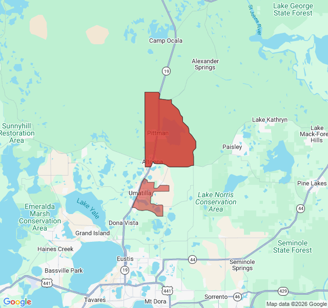 Map of septic coverage in Umatilla, FL