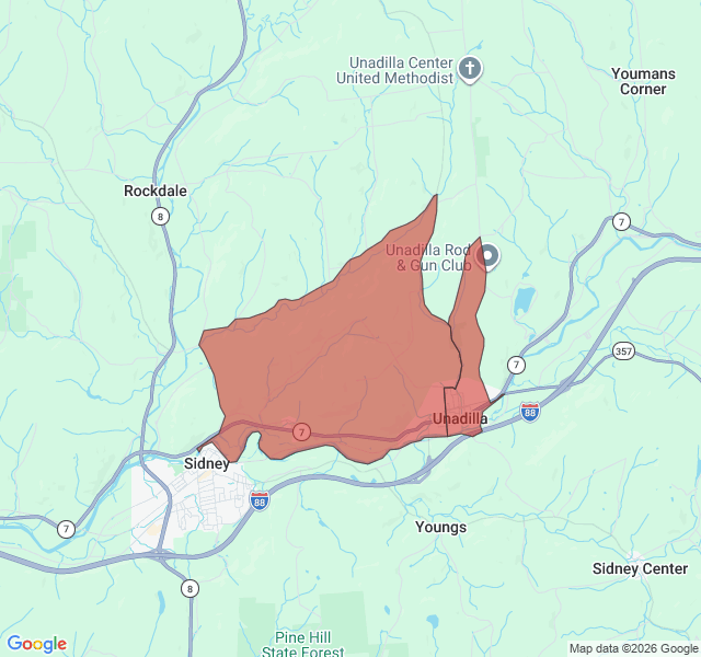 Map of septic coverage in Unadilla, NY