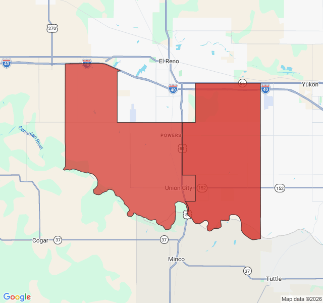 Map of septic coverage in Union City, OK