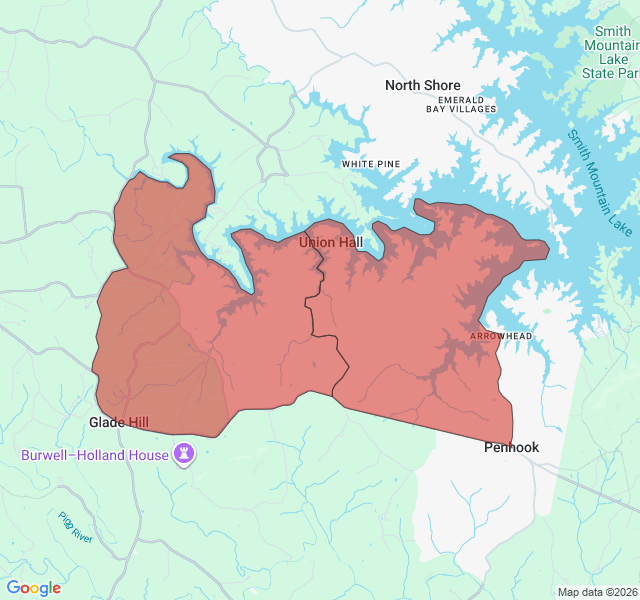 Map of septic coverage in Union Hall, VA