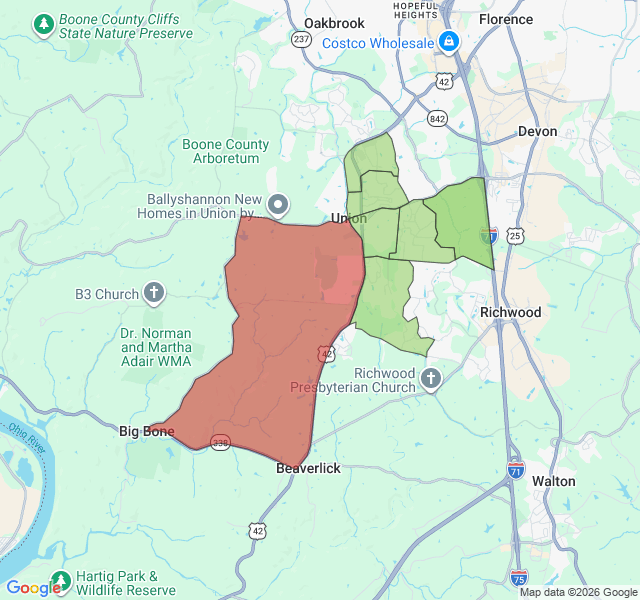 Map of septic coverage in Union, KY