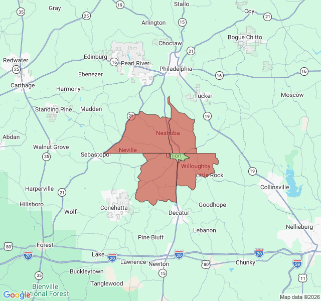 Map of septic coverage in Union, MS
