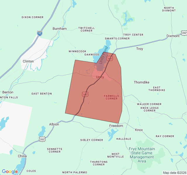 Map of septic coverage in Unity, ME