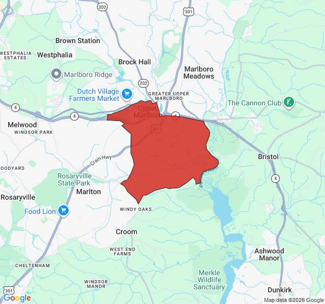 Map of septic coverage in Upper Marlboro, MD