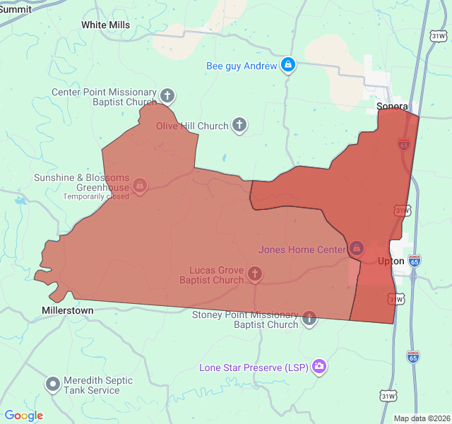 Map of septic coverage in Upton, KY