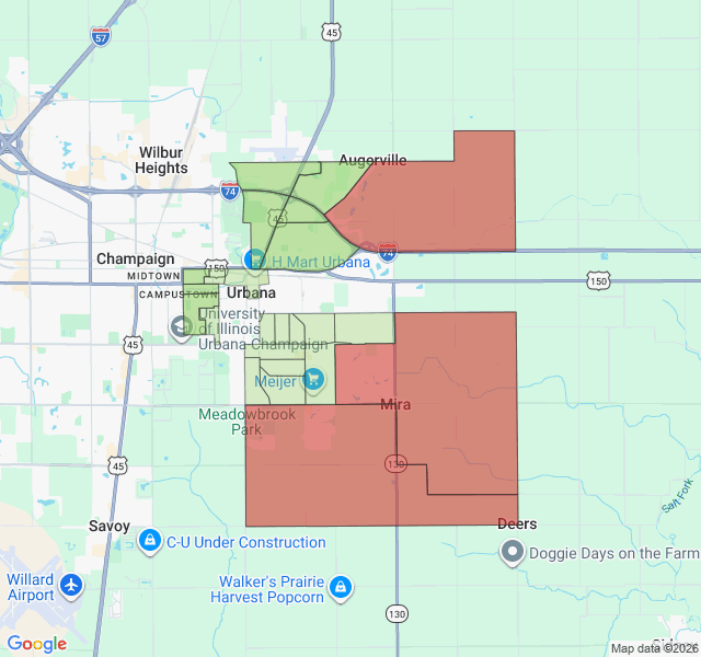 Map of septic coverage in Urbana, IL