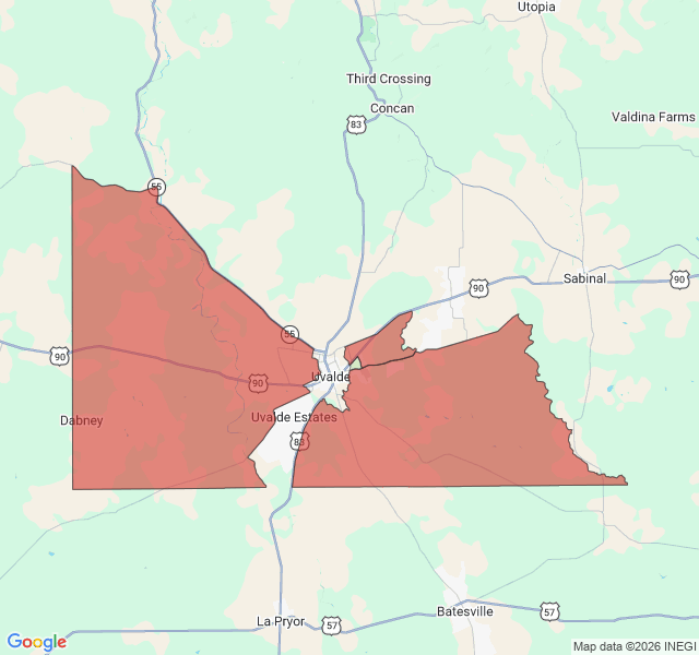 Map of septic coverage in Uvalde, TX