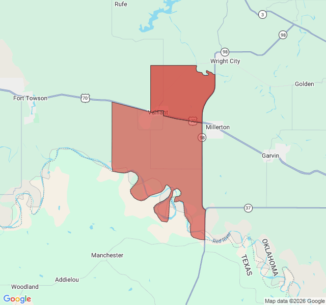 Map of septic coverage in Valliant, OK