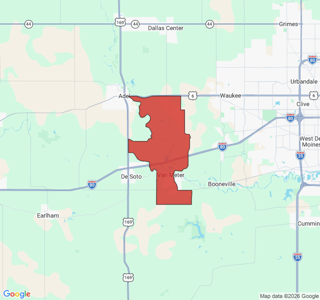 Map of septic coverage in Van Meter, IA