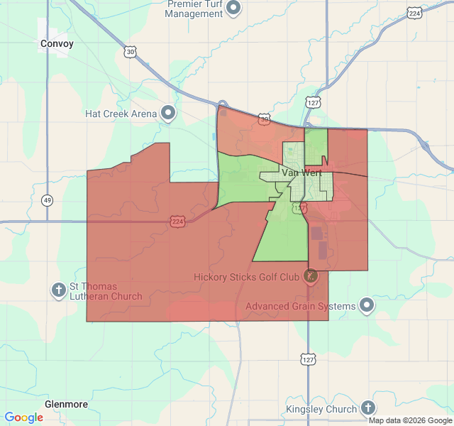 Map of septic coverage in Van Wert, OH