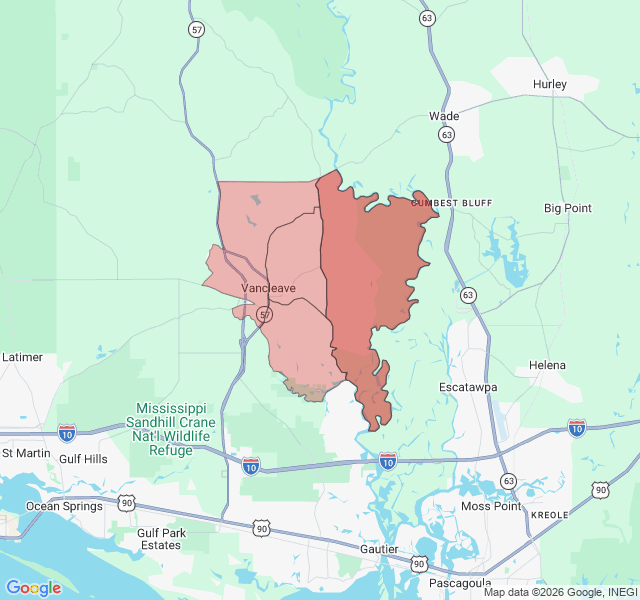 Map of septic coverage in Vancleave, MS