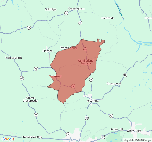 Map of septic coverage in Vanleer, TN