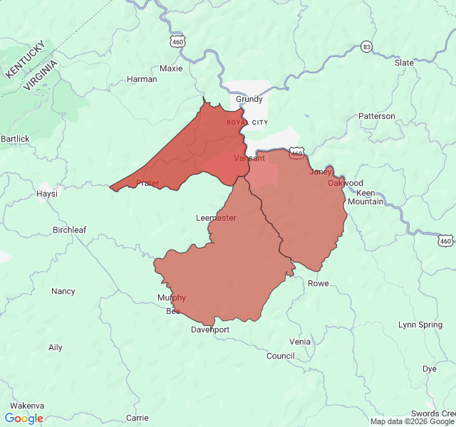 Map of septic coverage in Vansant, VA