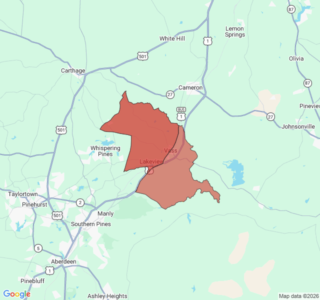 Map of septic coverage in Vass, NC