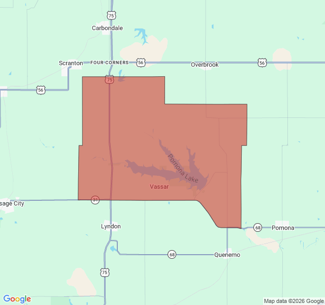Map of septic coverage in Vassar, KS