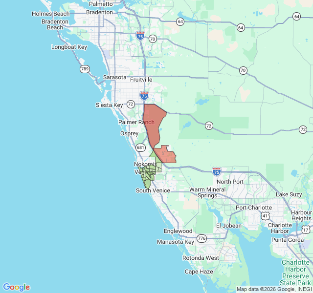 Map of septic coverage in Venice, FL