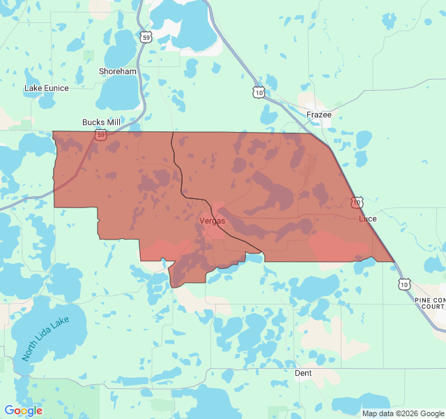 Map of septic coverage in Vergas, MN