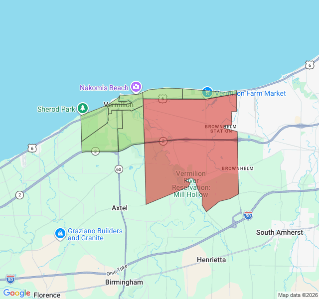 Map of septic coverage in Vermilion, OH