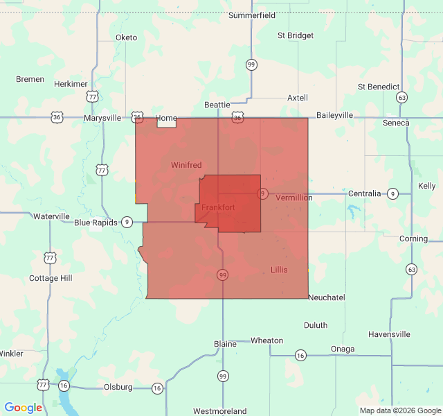 Map of septic coverage in Vermillion, KS