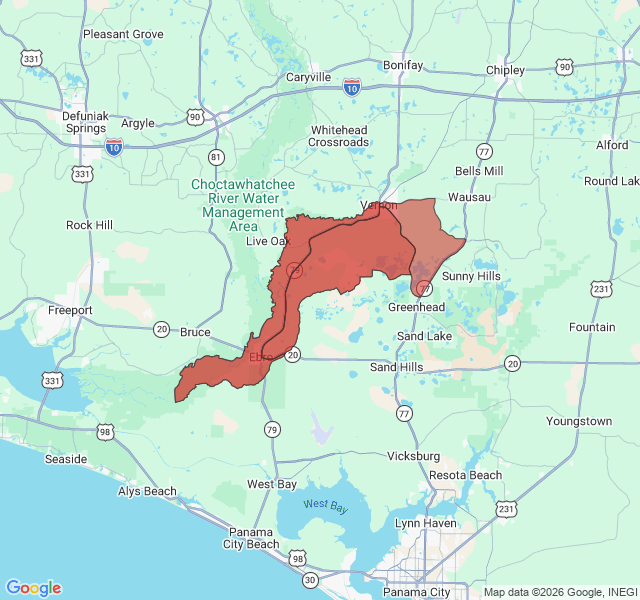 Map of septic coverage in Vernon, FL