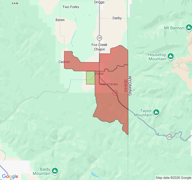 Map of septic coverage in Victor, ID