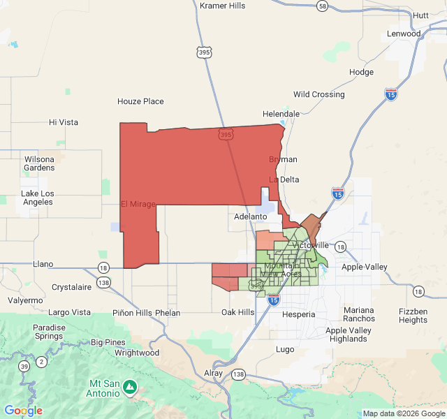Map of septic coverage in Victorville, CA