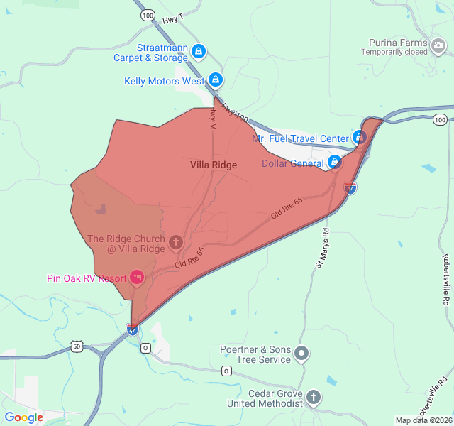 Map of septic coverage in Villa Ridge, MO
