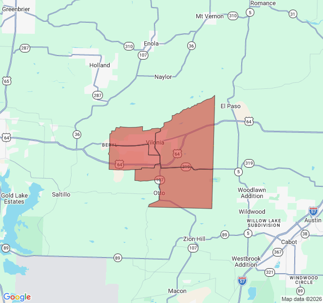 Map of septic coverage in Vilonia, AR