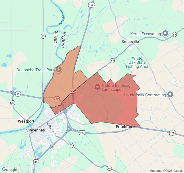 Map of septic coverage in Vincennes, IN