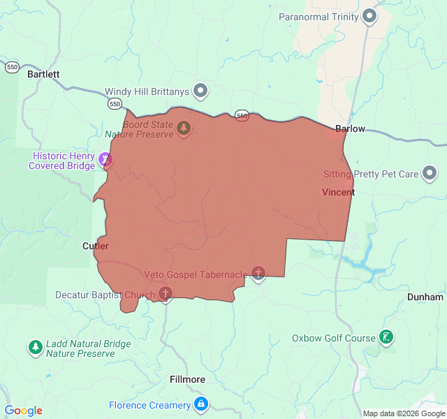 Map of septic coverage in Vincent, OH