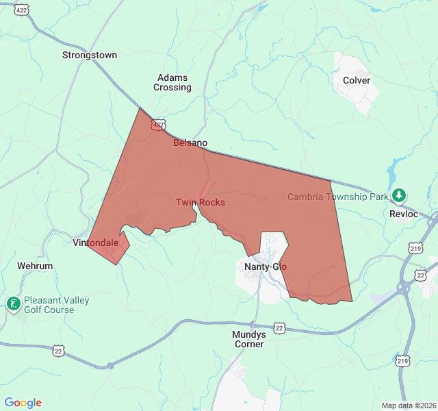 Map of septic coverage in Vintondale, PA