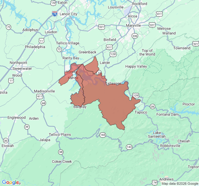 Map of septic coverage in Vonore, TN