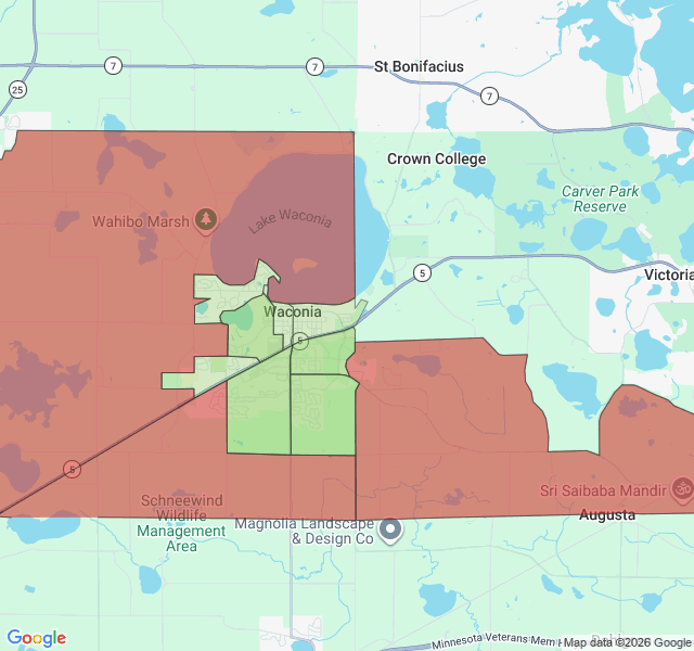 Map of septic coverage in Waconia, MN