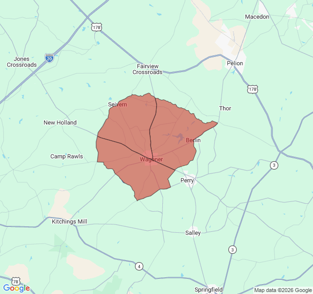 Map of septic coverage in Wagener, SC