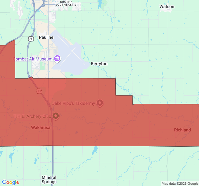 Map of septic coverage in Wakarusa, KS