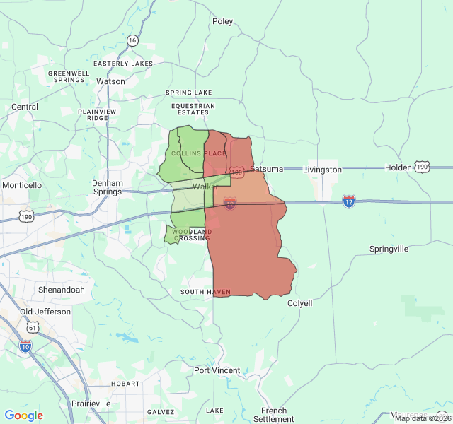 Map of septic coverage in Walker, LA
