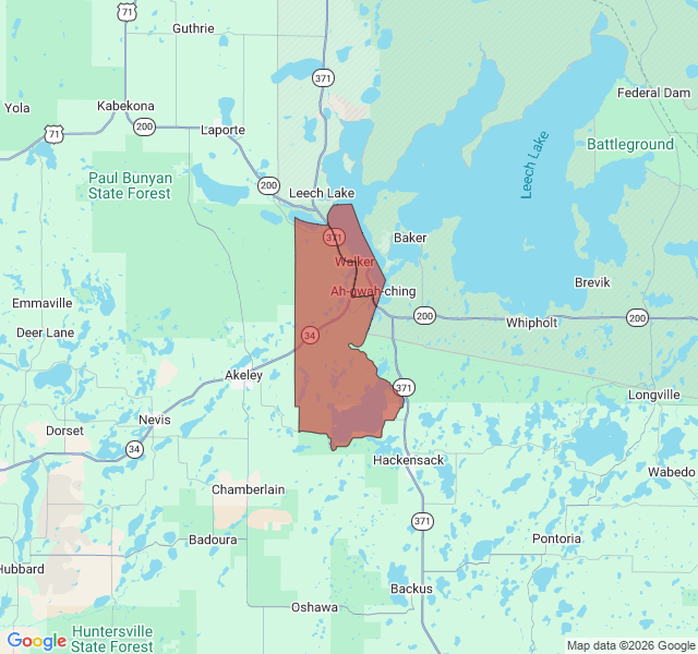 Map of septic coverage in Walker, MN