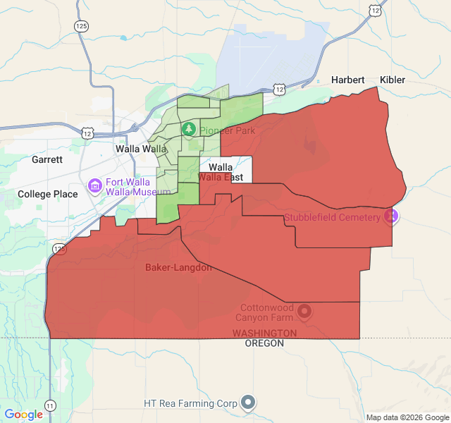 Map of septic coverage in Walla Walla, WA