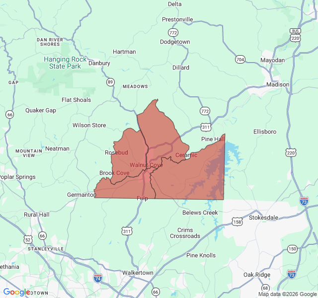 Map of septic coverage in Walnut Cove, NC