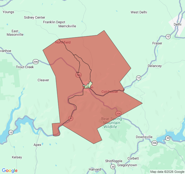 Map of septic coverage in Walton, NY