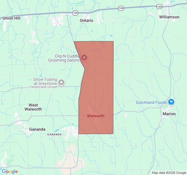 Map of septic coverage in Walworth, NY