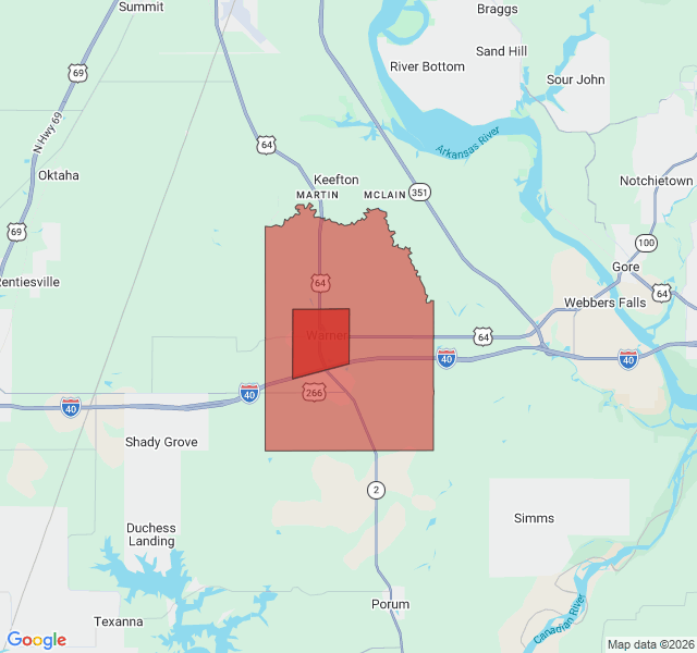 Map of septic coverage in Warner, OK