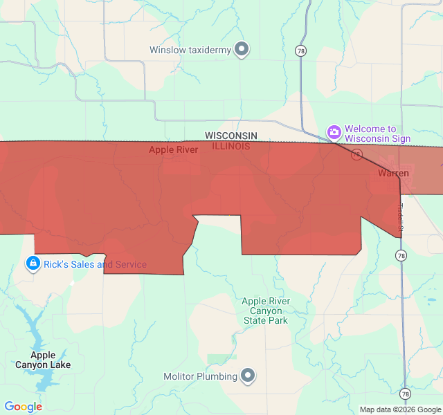 Map of septic coverage in Warren, IL