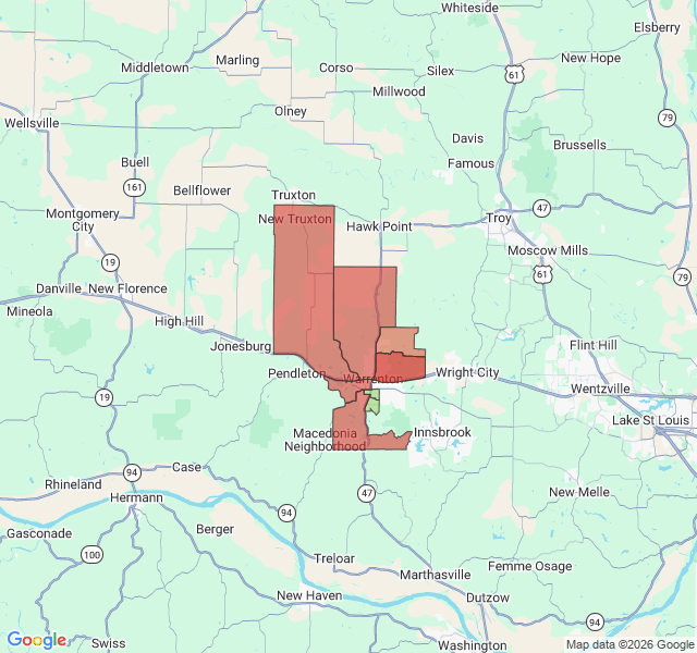 Map of septic coverage in Warrenton, MO