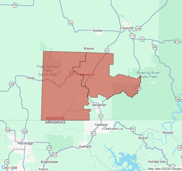 Map of septic coverage in Washburn, MO