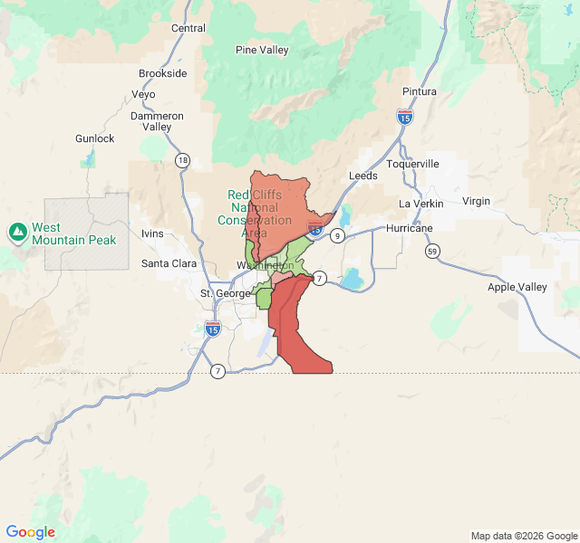 Map of septic coverage in Washington, UT