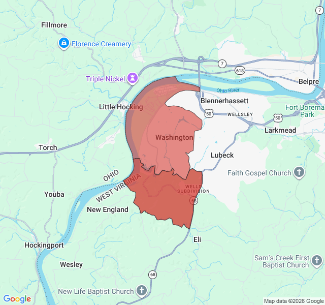 Map of septic coverage in Washington, WV