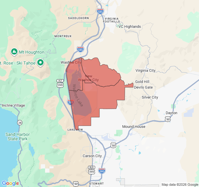 Map of septic coverage in Washoe Valley, NV
